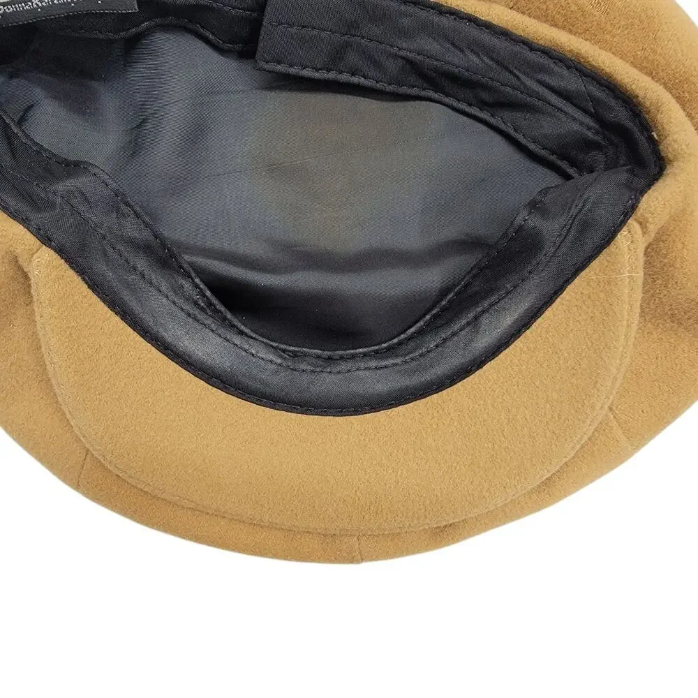DKNY Donna Karan Womens Camel Tan Wool Blend Newsboy Baker Boy Cap Hat Y2K